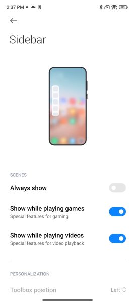 رابط کاربری پوکو F4 GT شیائومی - سایدبار