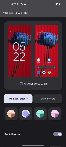 منوی گوشی Nothing Phone 1