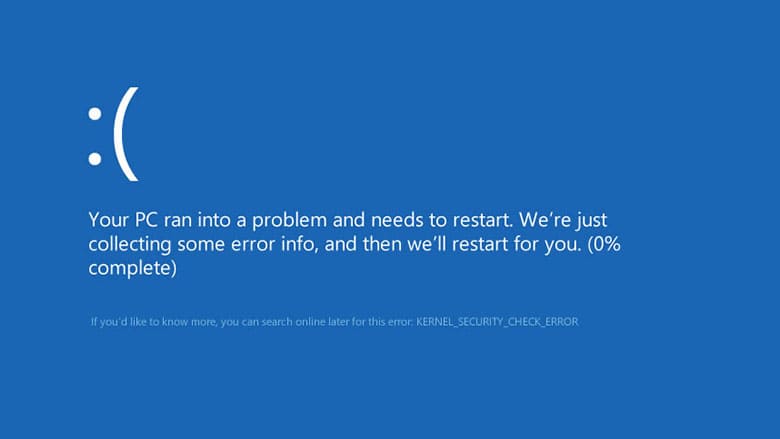 مشکل Kernel Security Check Failure