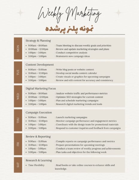 نمونه پلنر پر شده